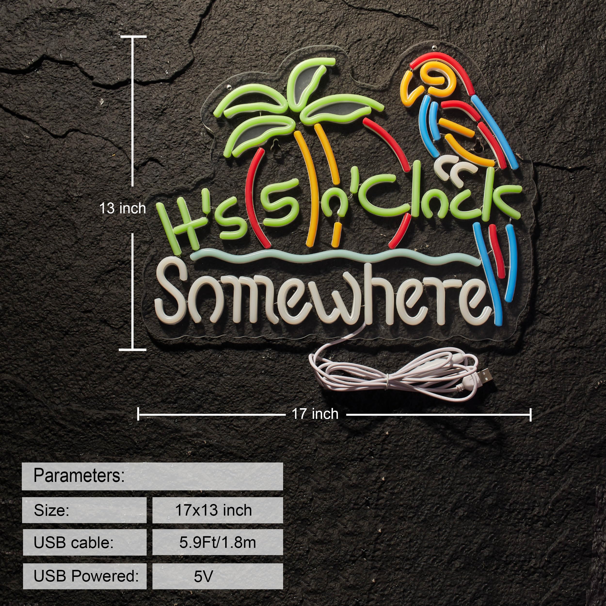 早い者勝ち★☆値下げ☆★【ネオンサイン】It's 5:00 Somewhere It's 5pm Somewhere Neon Sign | Neon its 5pm Somewhere Sign